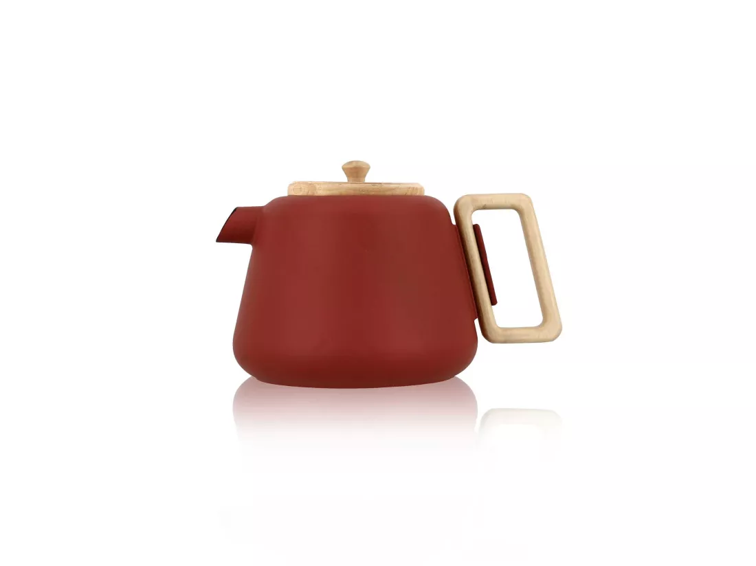 Ogo Living - Theiere Viggo 1000ml En Fonte Paprika Avec Poignee Couvercle Bois