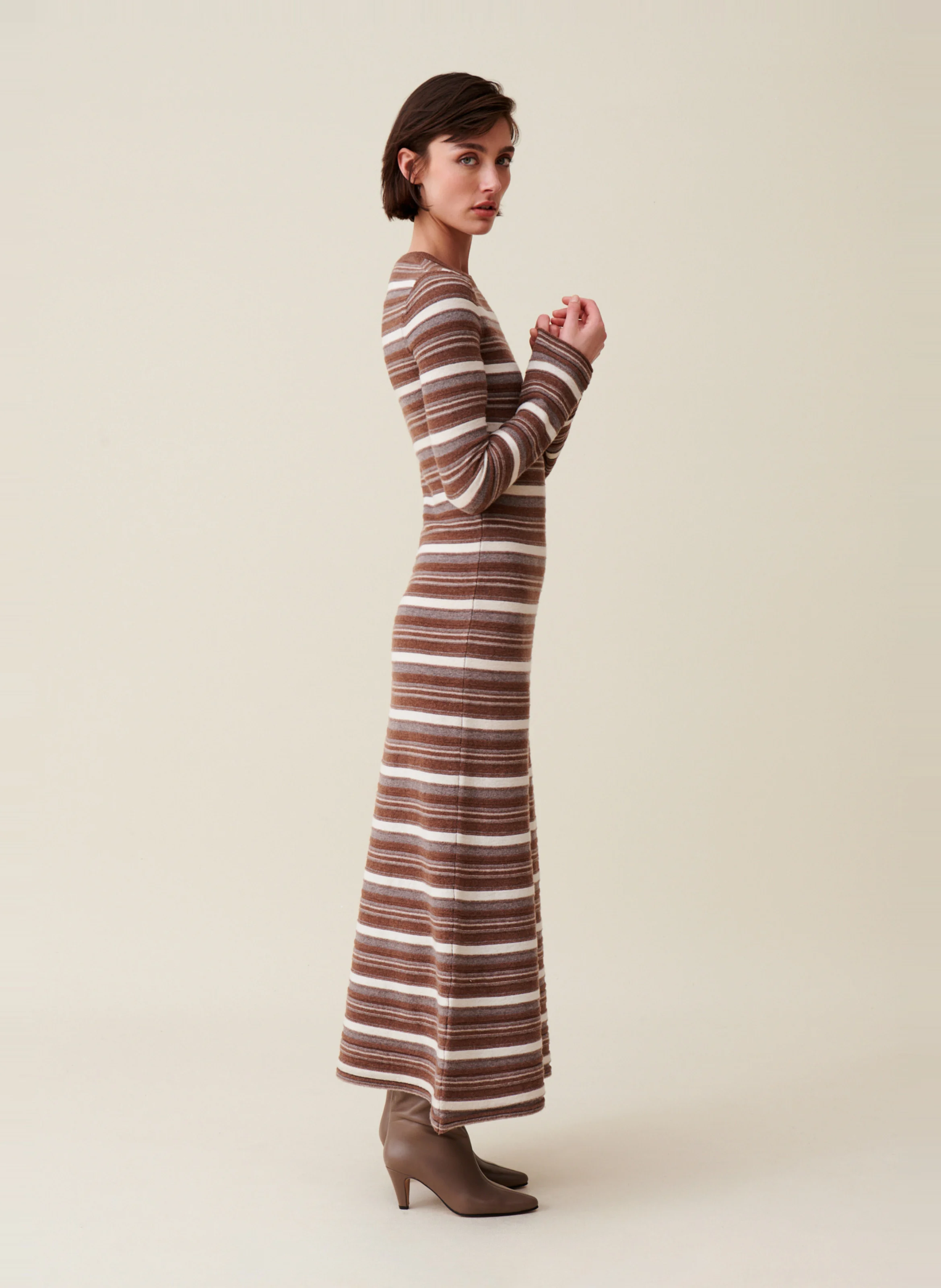 Robe longue rayée en laine | Multicolore