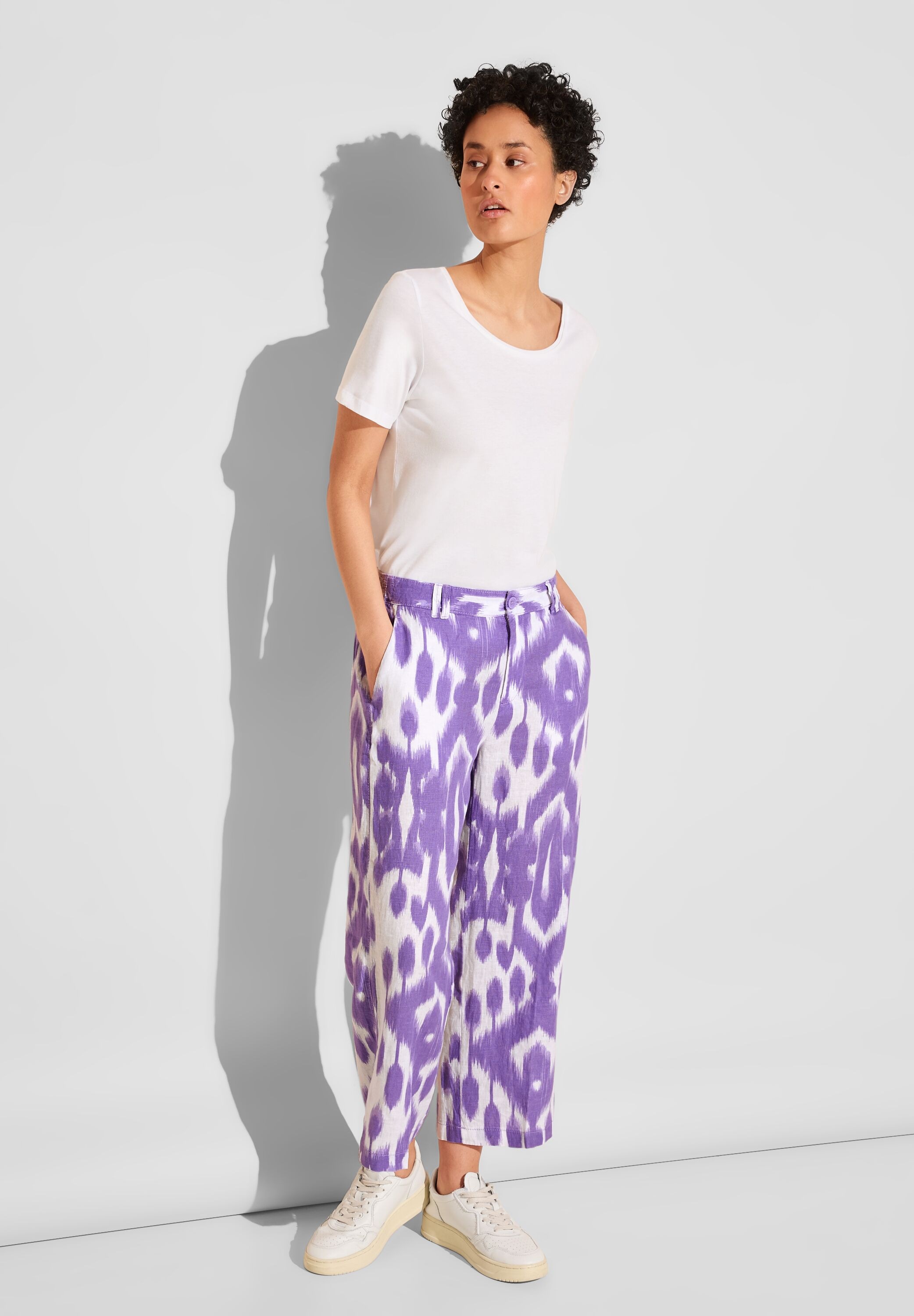 STREET ONE Leinenhose  Sommerhose mit Ikat Muster