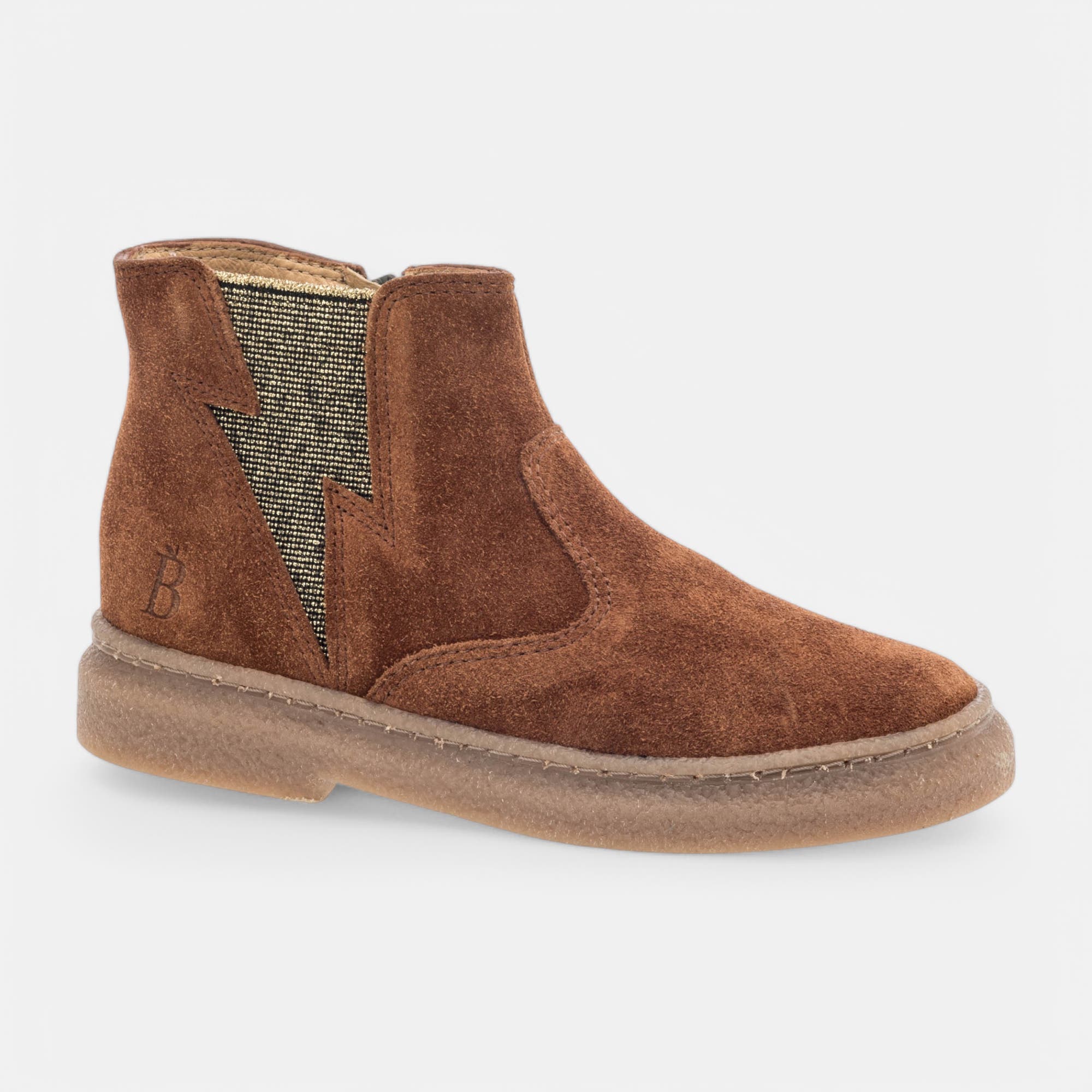Bottines Fille en cuir cognac