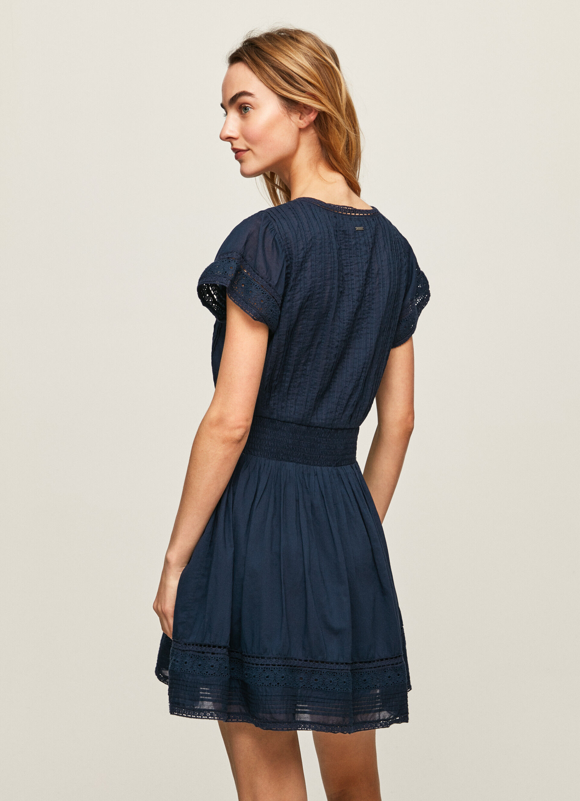 VESTIDO DE ALGODÃO BORDADO POET - azul dulwich