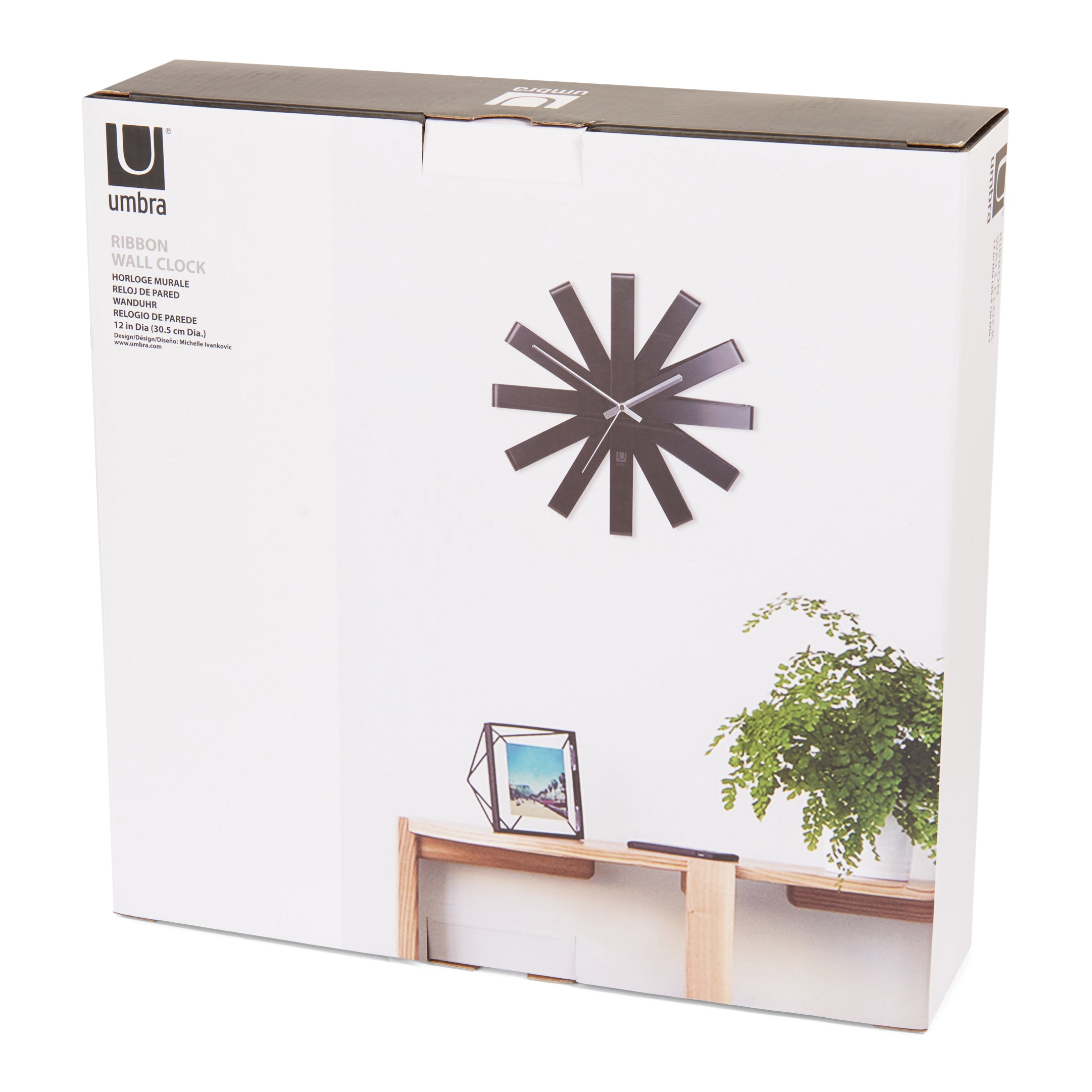 Umbra Ribbon Wandklok Ã 30 cm - Zwart
