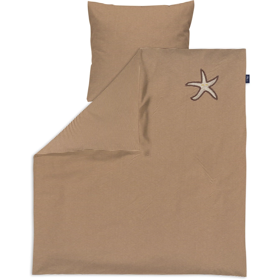 Alvi® Bettwäsche Starfish taupeweiß 80 x 80 cm