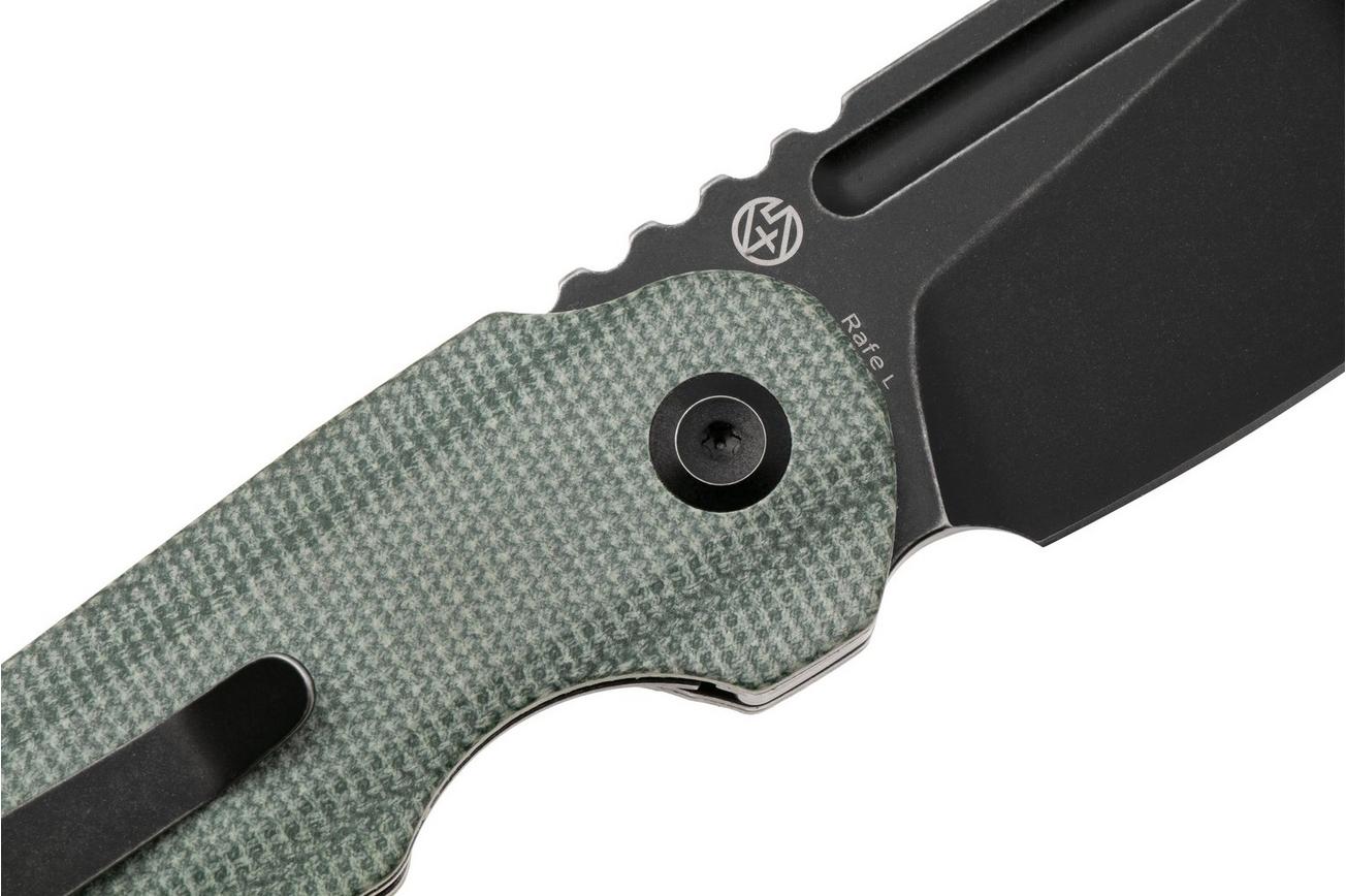 Tenable Knives Rafe L T1048A1 Blackwashed 14C28N, Green Micarta, zakmes, 4T5 design