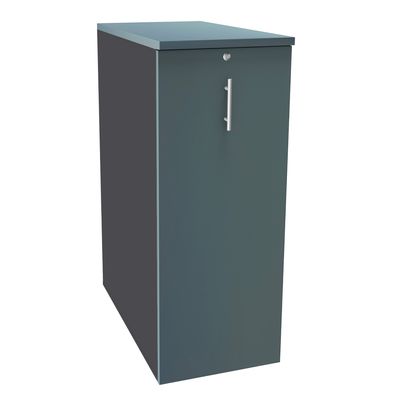 Caisson TOWER - L44 x H114 x P80 cm - 3 tablettes + 1 support DS réglable - structure anthracite - dessus et façade bleu argile