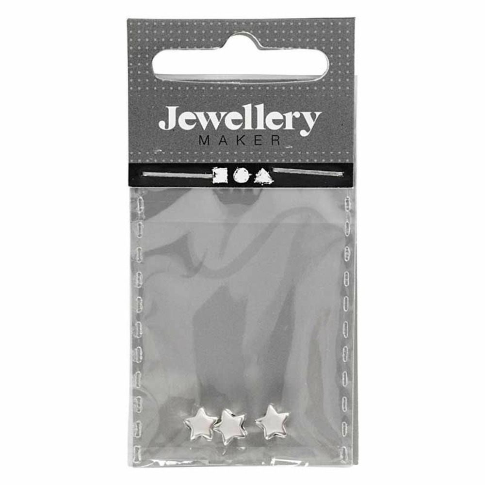 3 perles métalliques étoile 5 mm - argenté