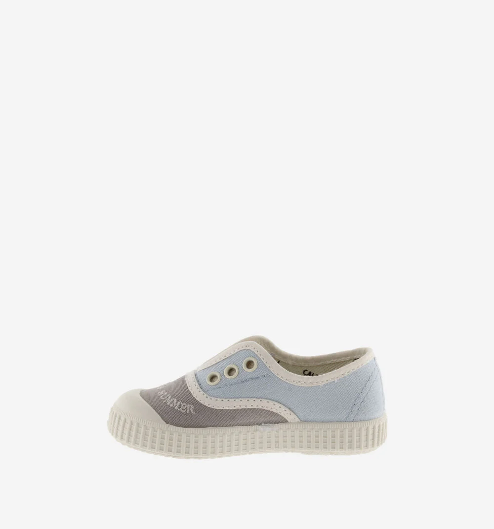1915 ÉLASTIQUE TOILE BRODÉE Baskets fermeture élastique pour enfant AZUL