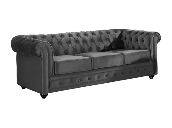 Canapé 3 places et fauteuil CHESTERFIELD - Velours anthracite