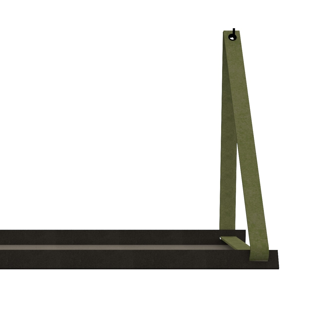 Stalen wandplank 98x20cm - incl. leren plankdragers Stalen wandplank met leren plankdragers - Suede Olive