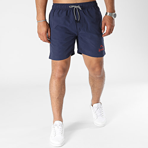 Short De Bain Logo 2 Bleu Marine Rouge