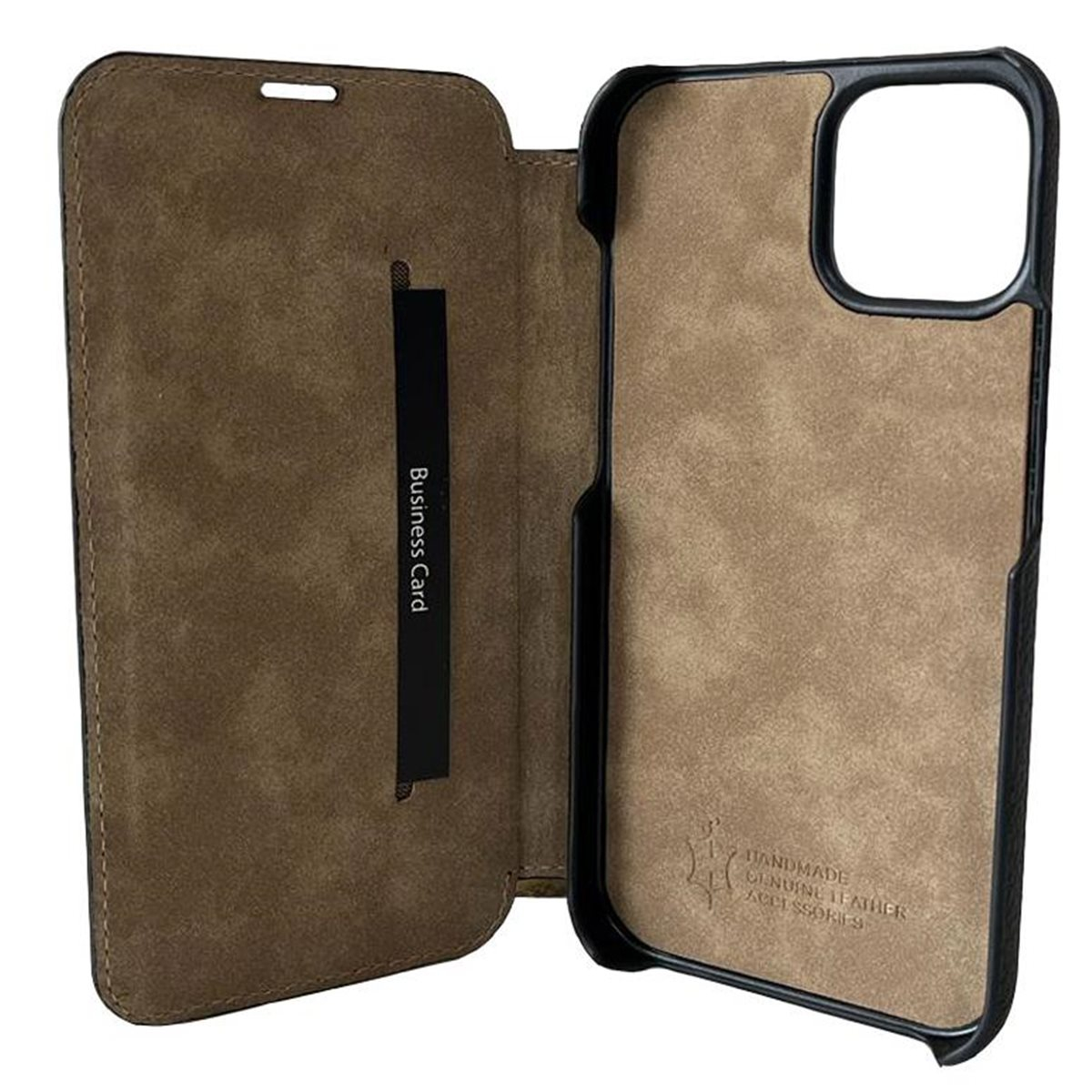 iPhone 14 Echtleder Book Case Tasche   Magnetische Schutzhülle (JEFFIP14-M01) - Schwarz