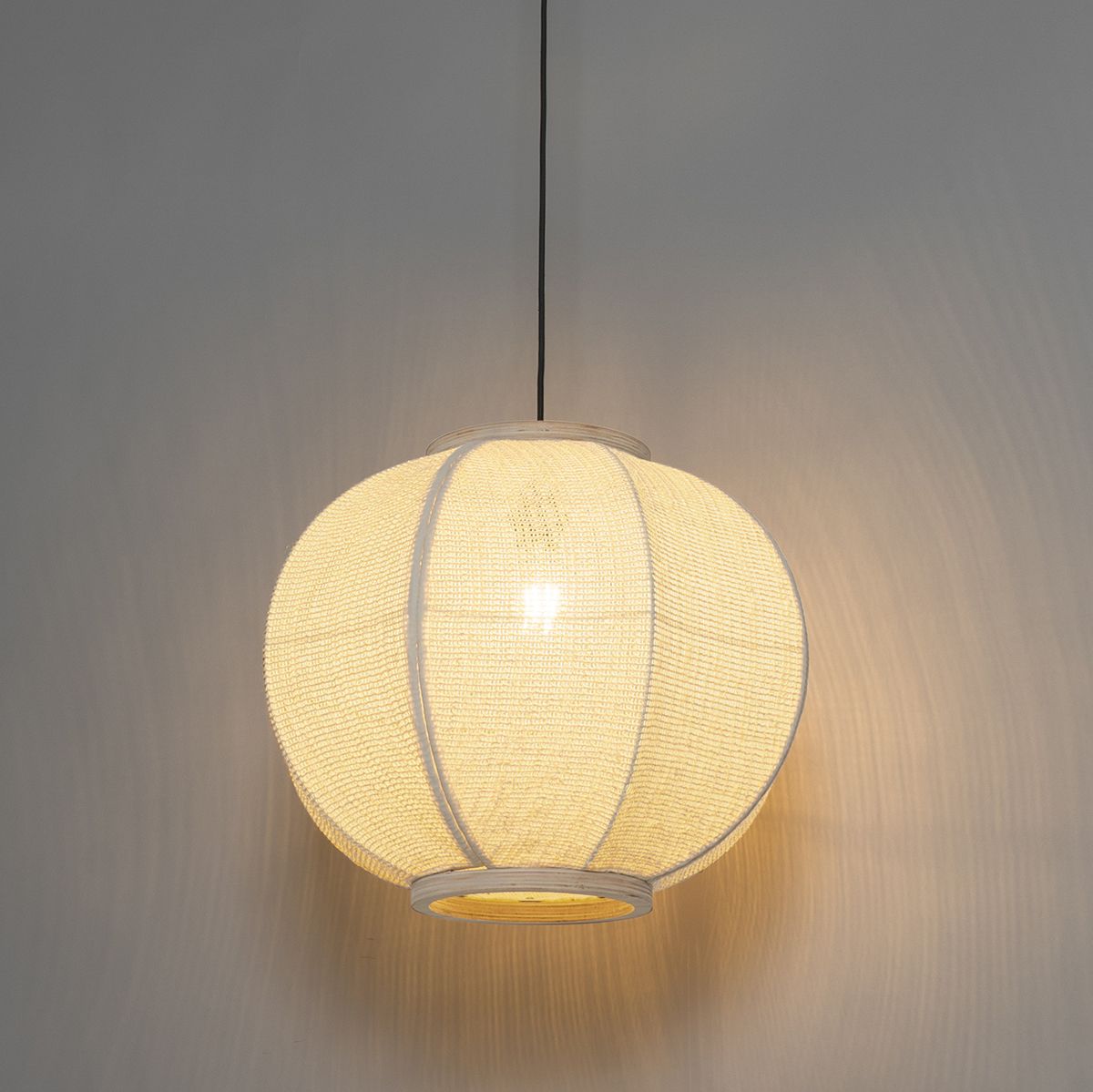 Oosterse hanglamp naturel stof 48 cm - Rob