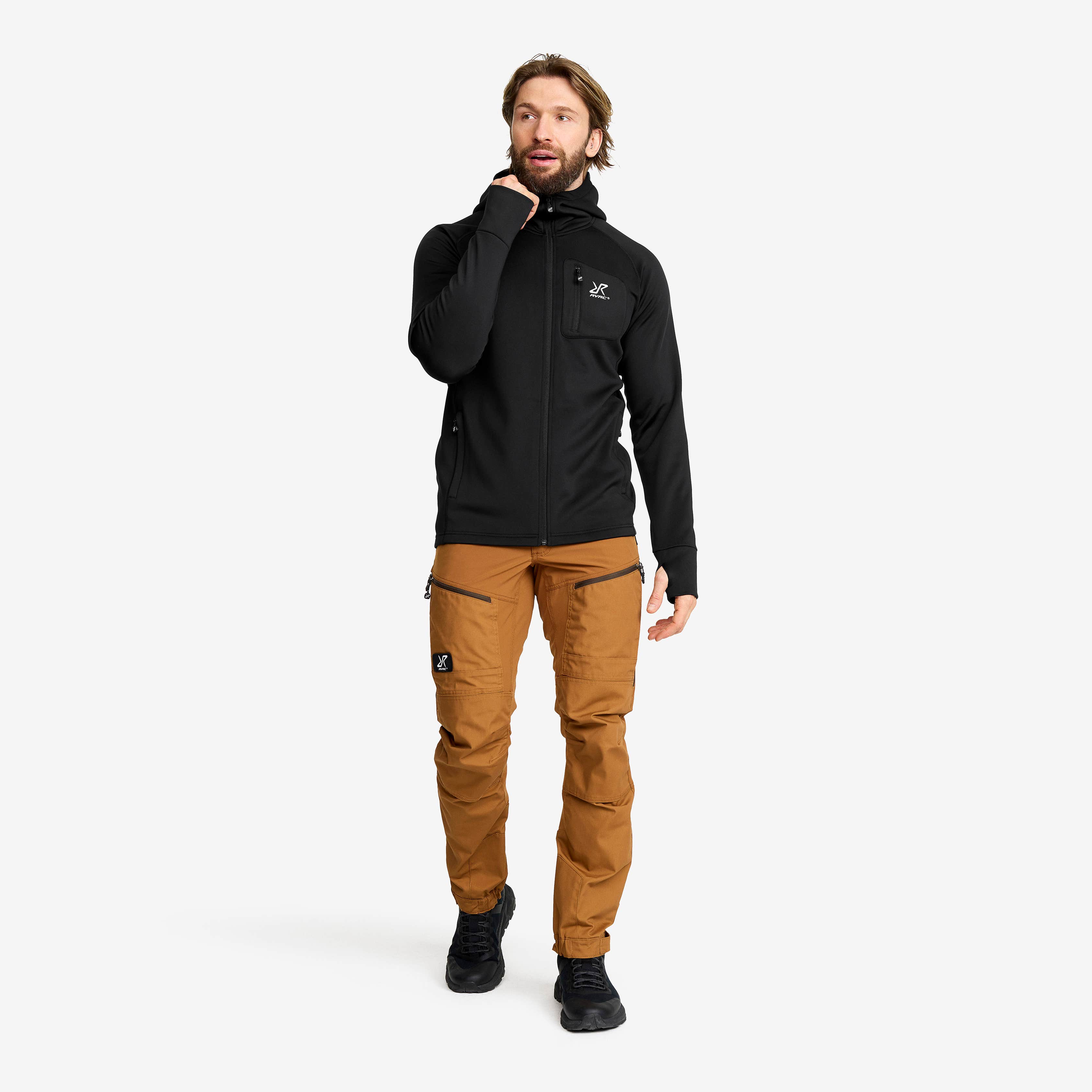 Evolution Stretch Fleece Hoodie Herre Black