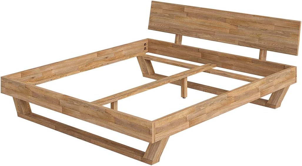 skølm Nornir Massivholzbett 180x200 cm – Bettrahmen aus Massivholz Eiche geölt – hochwertiges Holzbett mit Kufen Bettbeinen – Bettgestell mit 1 Strebe als Bettkopf – geeignet als Doppelbett