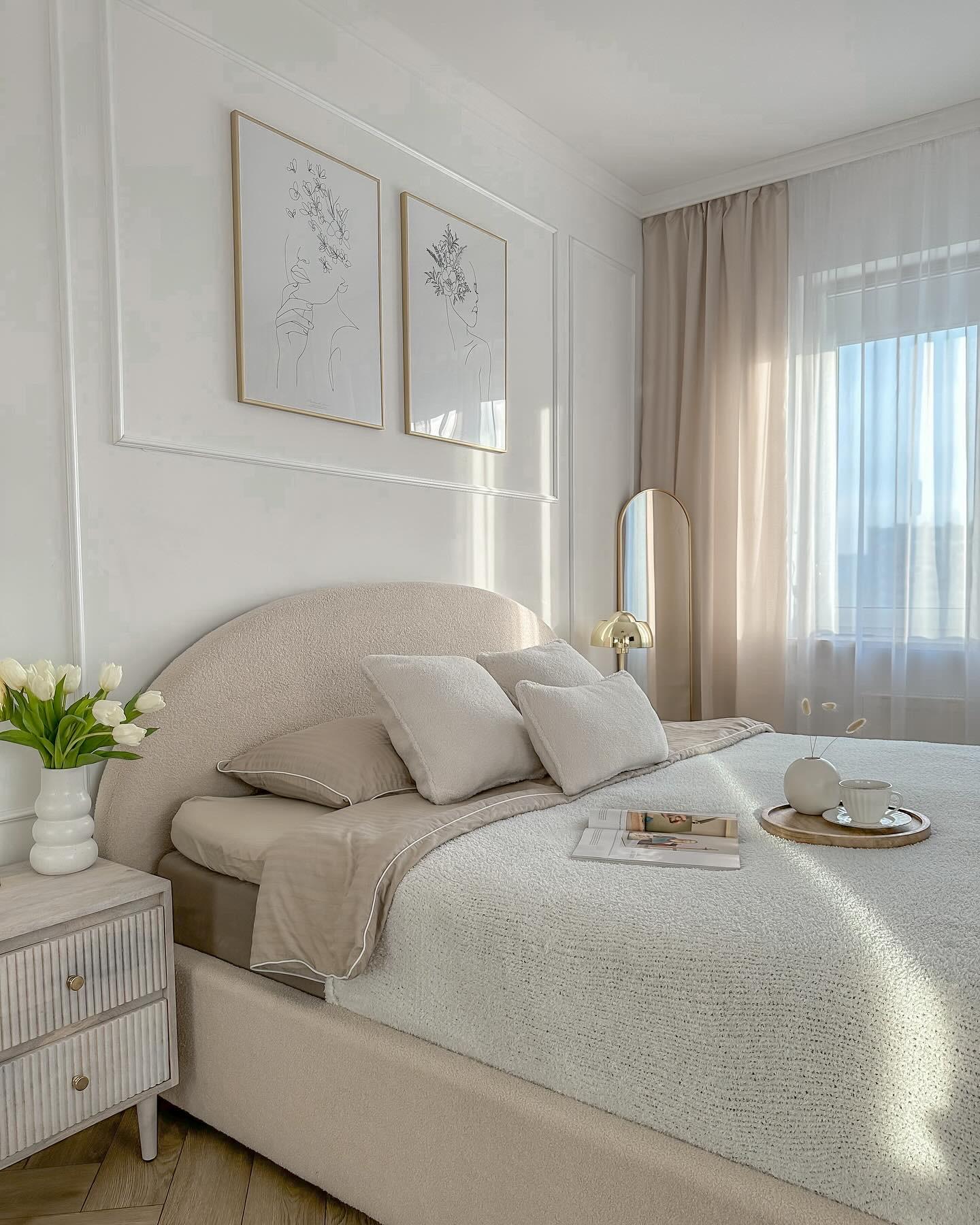 Bed met opbergruimte Bouclé VAUCLUSE 180 x 200 cm Beige
