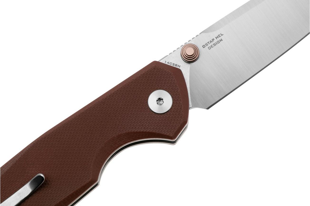 Bestechman Velix BMK07B 14C28N, Brown G10 zakmes, Ostap Hel design