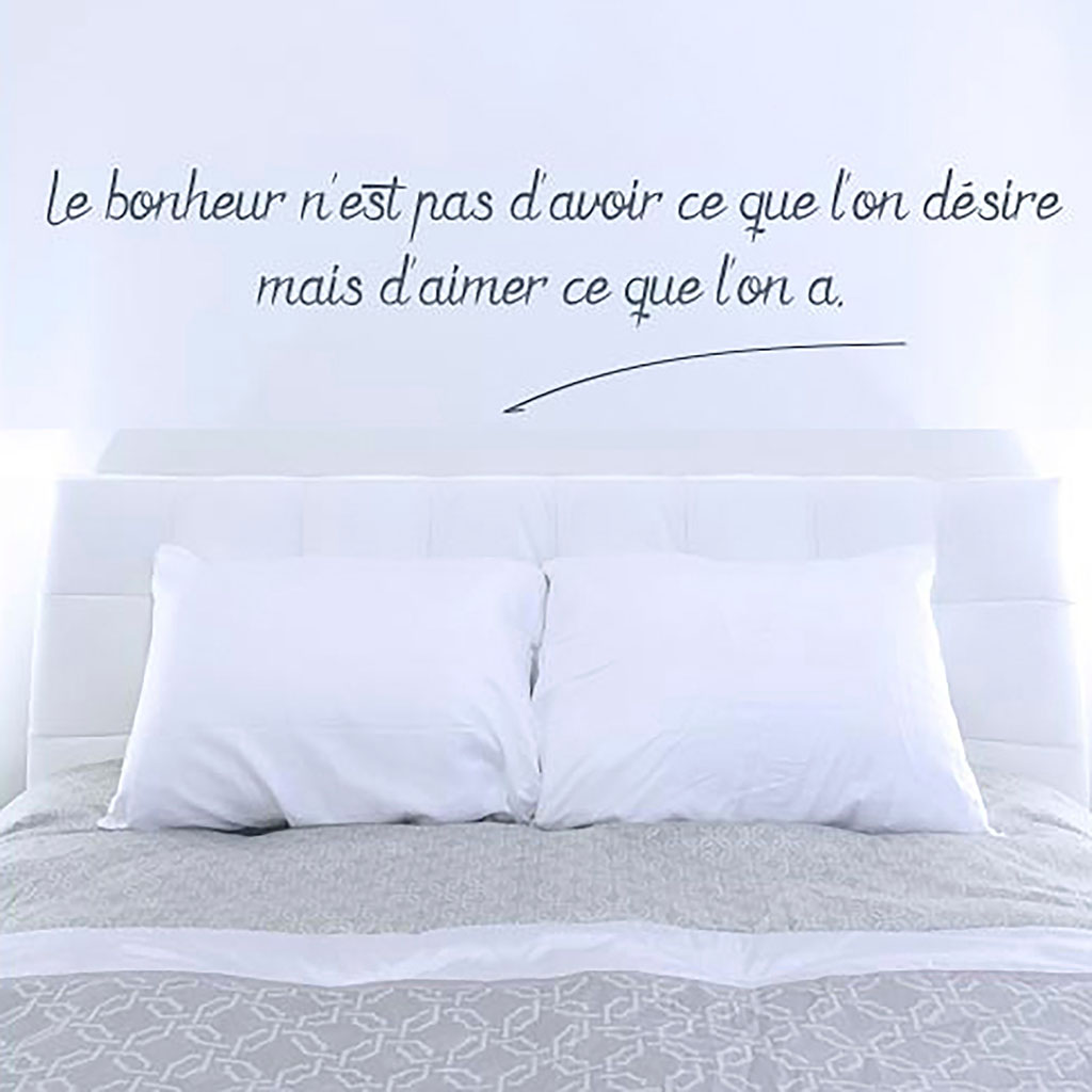 Sticker mural citation le bonheur n'est pas 20x70cm