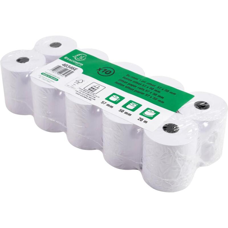 Bobines Calculatrices Exacompta 40346E - l 57 mm x L 20 m, Ø 50 mm - 1 pli(s) - paquet de 10