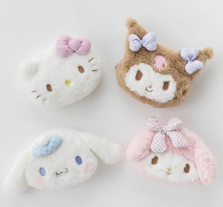 Sanrio - Kuromi Face Fluffy Makeup Pouch (Nagomi Pastel Series)