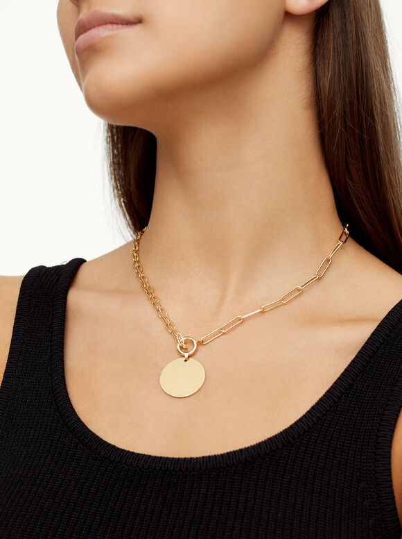 Colar de ouro com medalha - Dourado