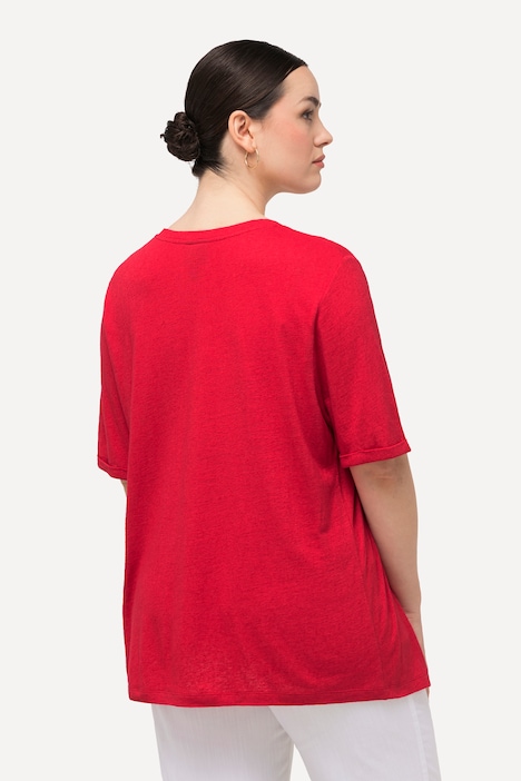 T-Shirt, Struktur, Brusttasche, V-Ausschnitt, Halbarm