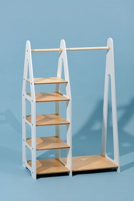 Duck Woodworks Knaggrekke med Hyller, Hvit