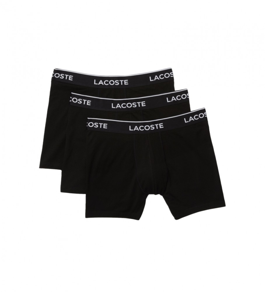 Cuecas Boxer Lacoste Pack com 3 unidades, modelo Insignia, pretas