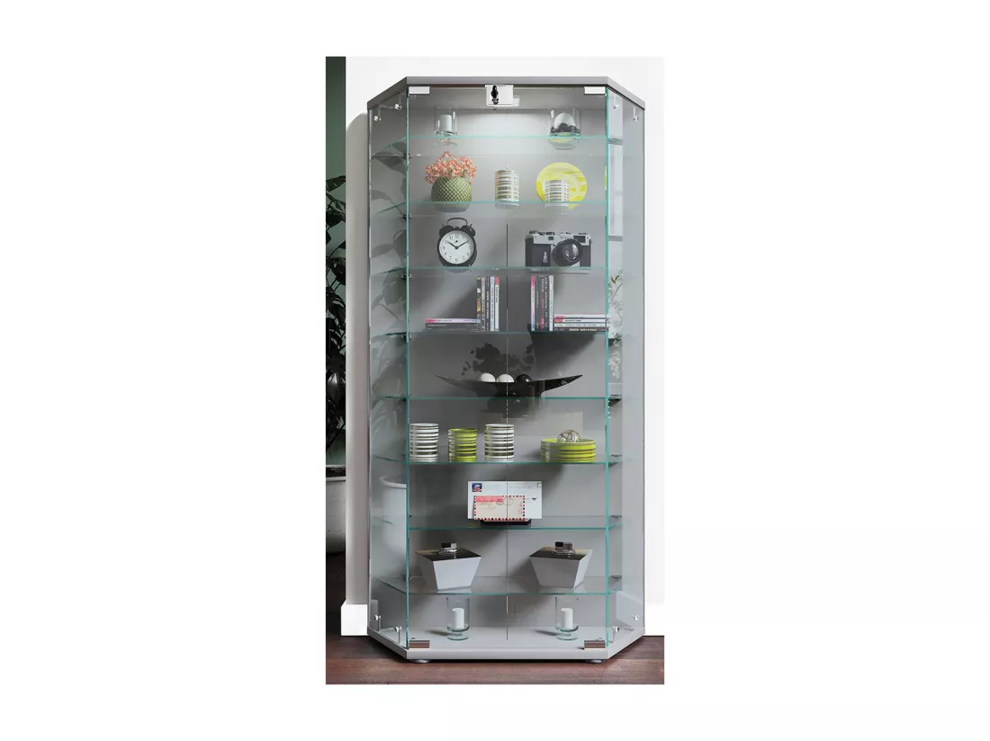 Bois Verre Stand Vitrine Étagère Cenila XL