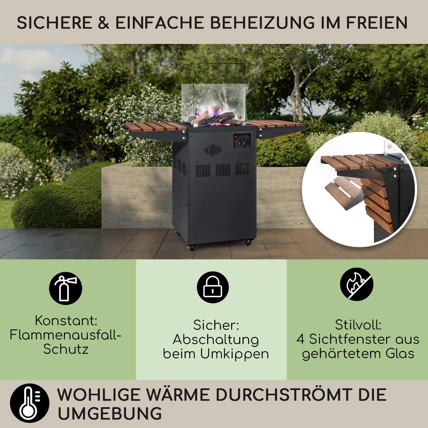 Blumfeldt Flagranti Gasheizung, Freiluftheizung, 8kW Gasofen, Gasflaschen bis zu 11kg