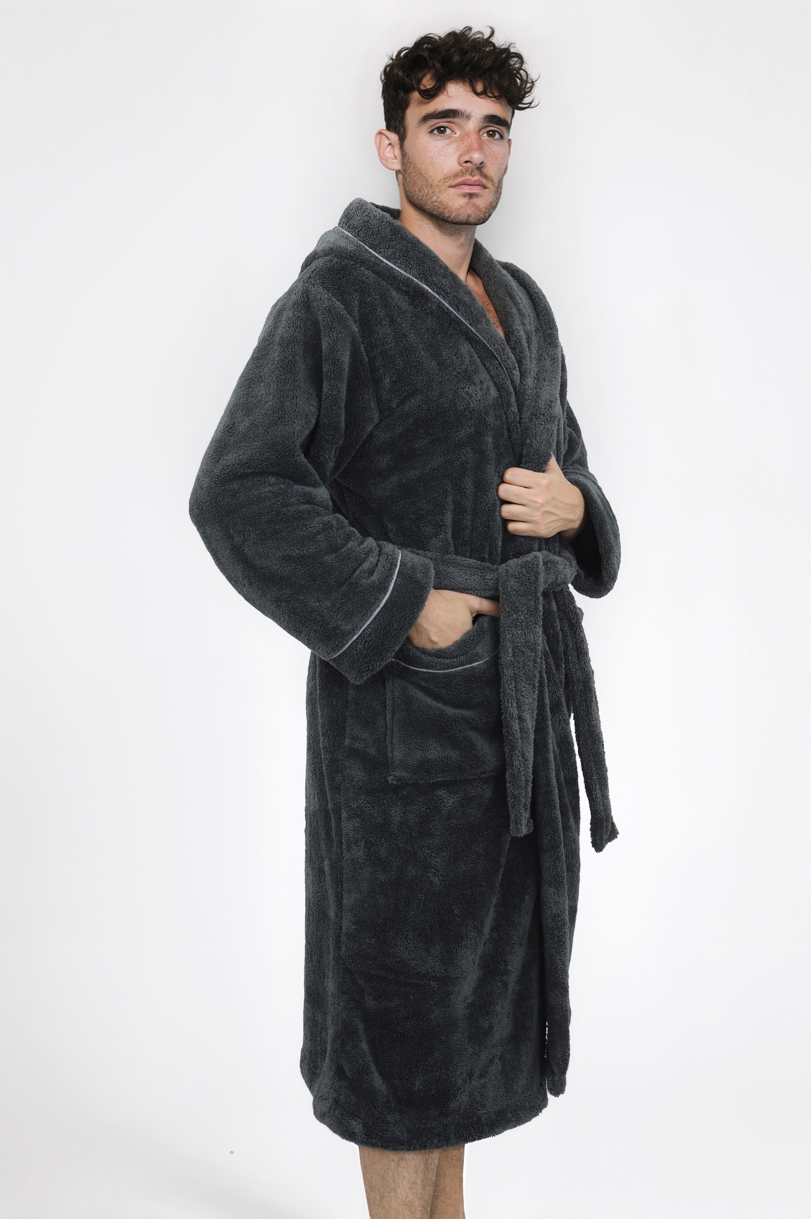 my home Unisex-Bademantel »Lillou, ideal für Sauna & Spa, Hotelbademantel, Morgenmantel«, 1 Stk. kuschelig weicher Fleece, plüsch, für Damen und Herren, XS-3XL