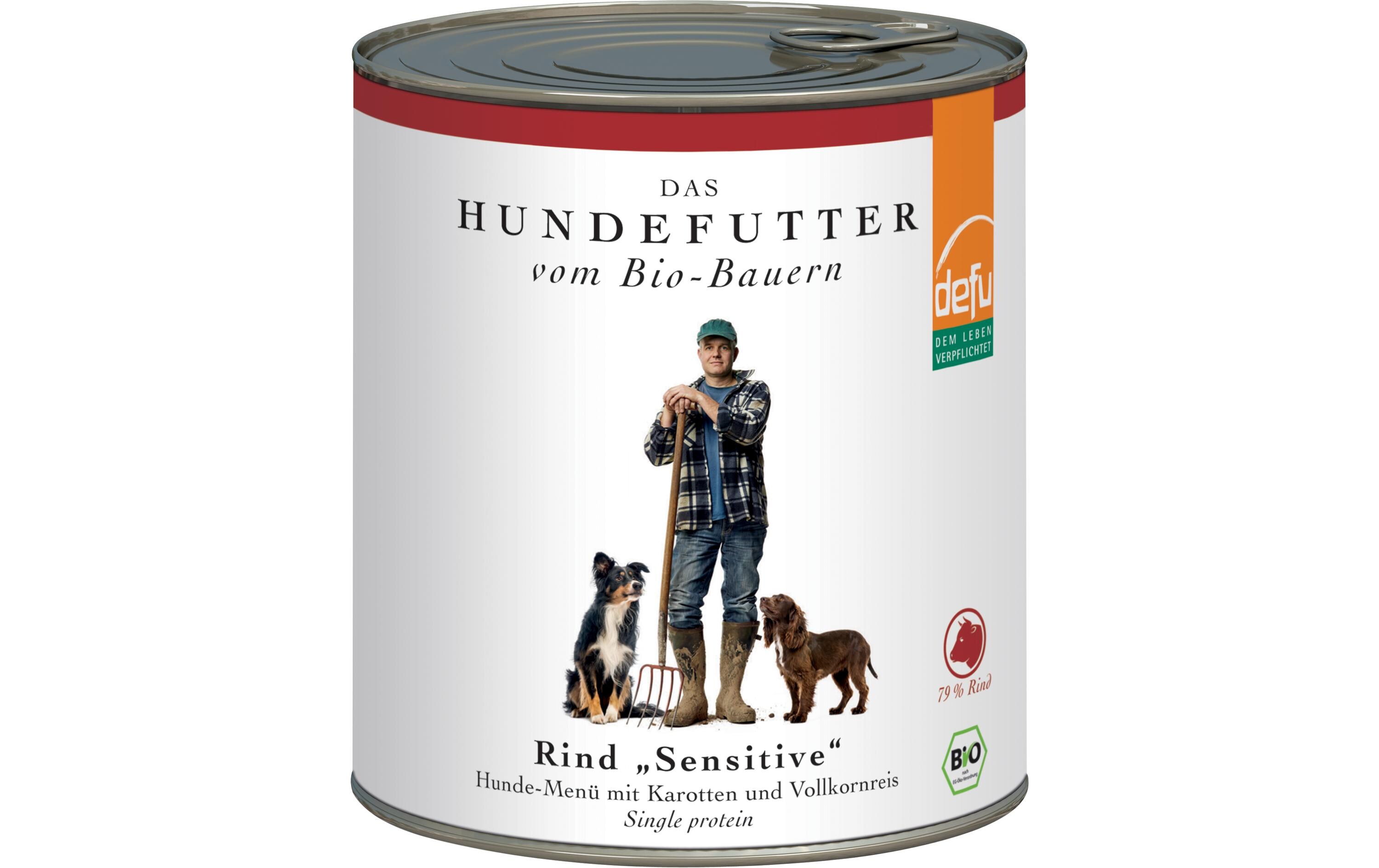 Nassfutter Menü Sensitiv Bio Rind, 820 gAlleinfuttermittel für ausgewachsene Hunde