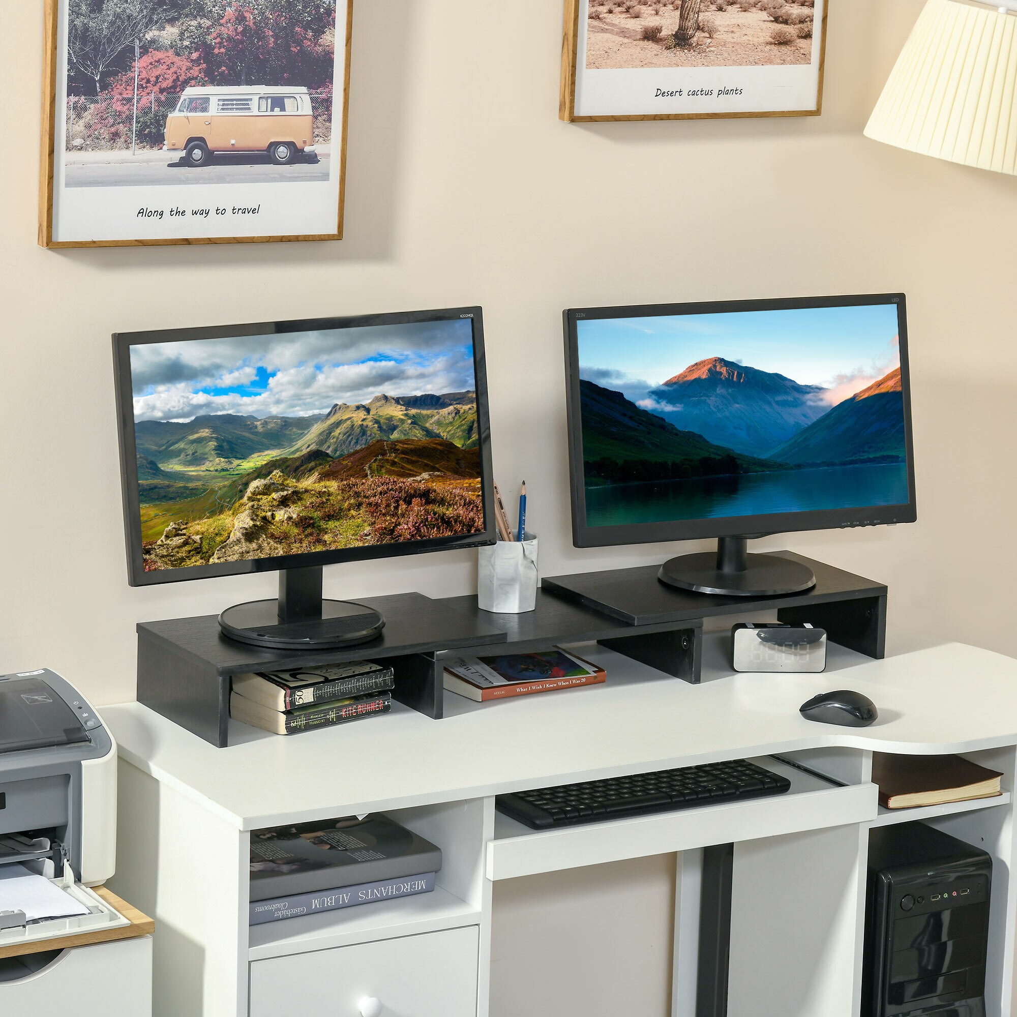 Vinsetto Monitorständer bestehend aus 3 Ablageflächen schwarz 117L x 23,5B x 10H cm