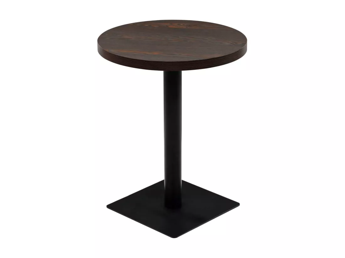 Table de bistro MDF et acier Rond 60 x 75 cm Frêne foncé