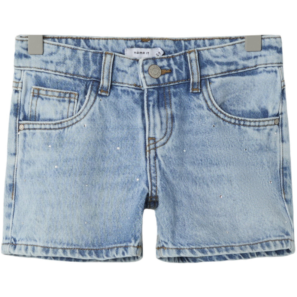 Køb Name It Medium Blue Denim Rose Regular Denim Shorts Noos