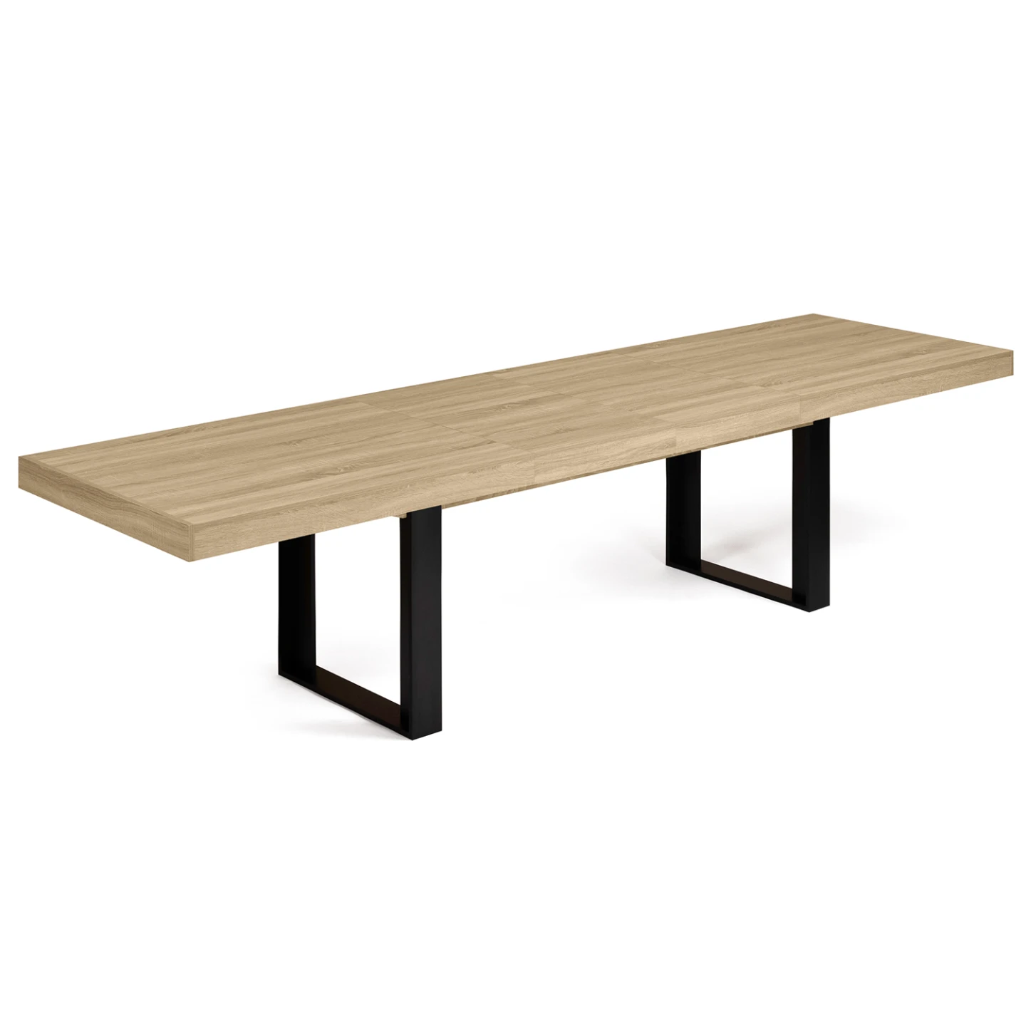 Table à manger extensible rectangle PHOENIX 6-12 personnes bois et noir 200-300 cm