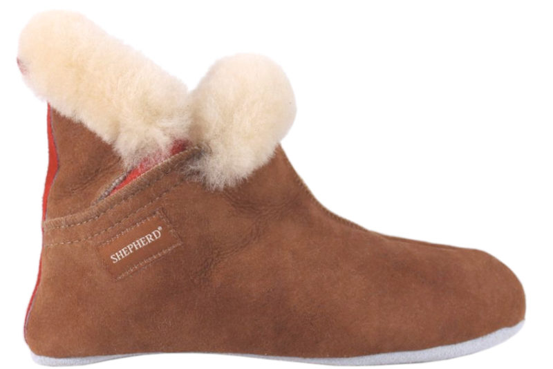 SHEPHERD MARIETTE COGNAC KAMIKKER I ÆGTE LAMMESKIND