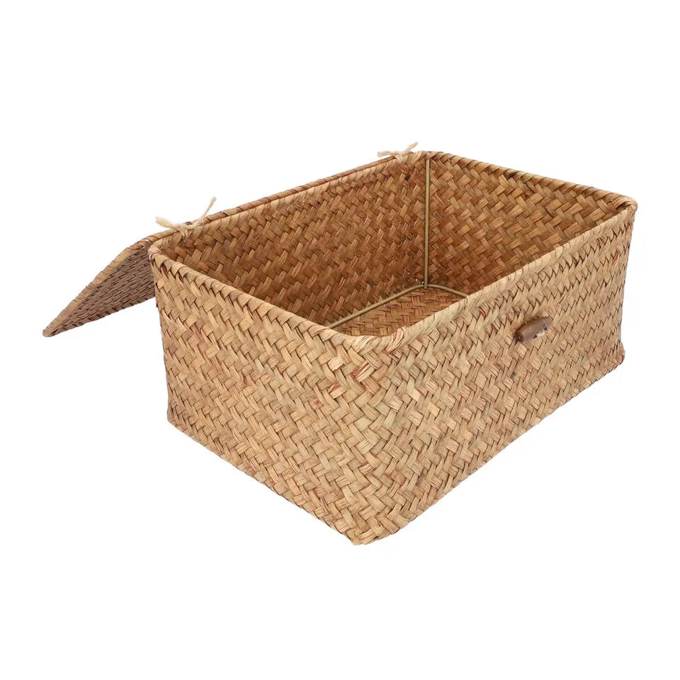 QUVIO Opbergmand - 29 x 19 x 12 cm - Rotan - Bruin
