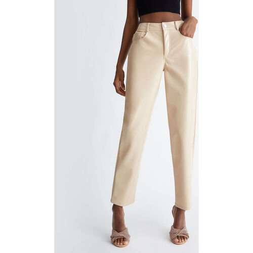 Liu Jo - Pantalón de tejido revestido brillante Amarillo