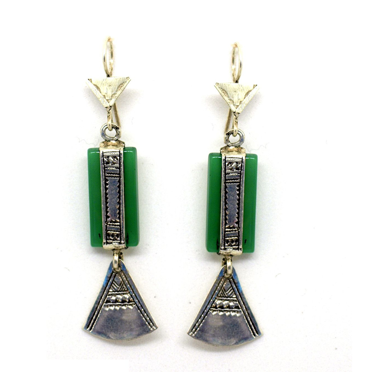 boucles d'oreilles rectangulaire vert