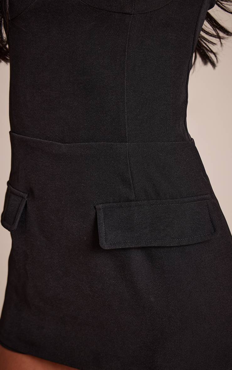 Noir Combi-short Jupe-culotte Sans Manches Avec Détails De Poches Tissées Tall