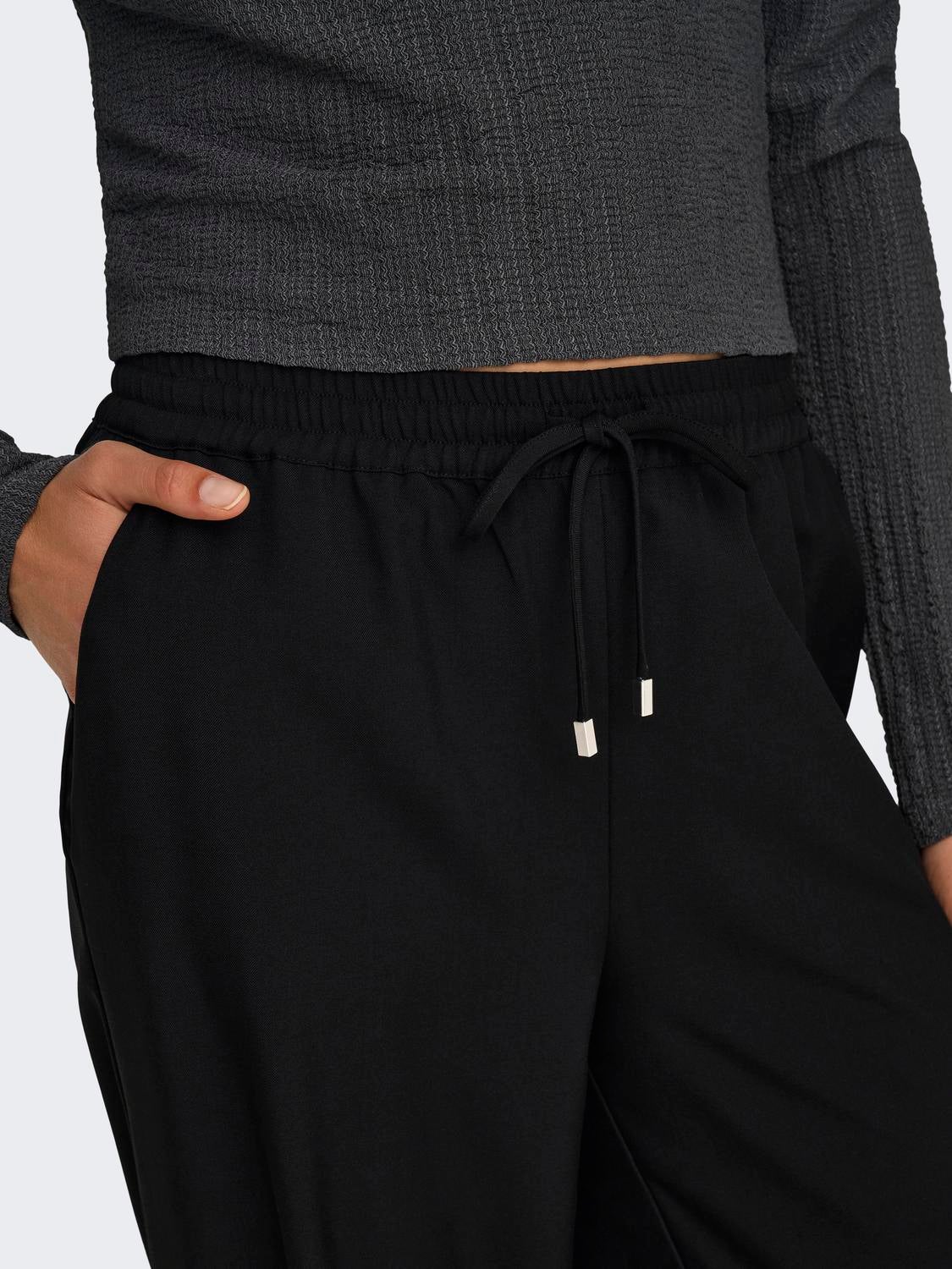 ONLGINNY Hohe Taille Weiter Beinschnitt Hose mit weitem Beinschnitt Black