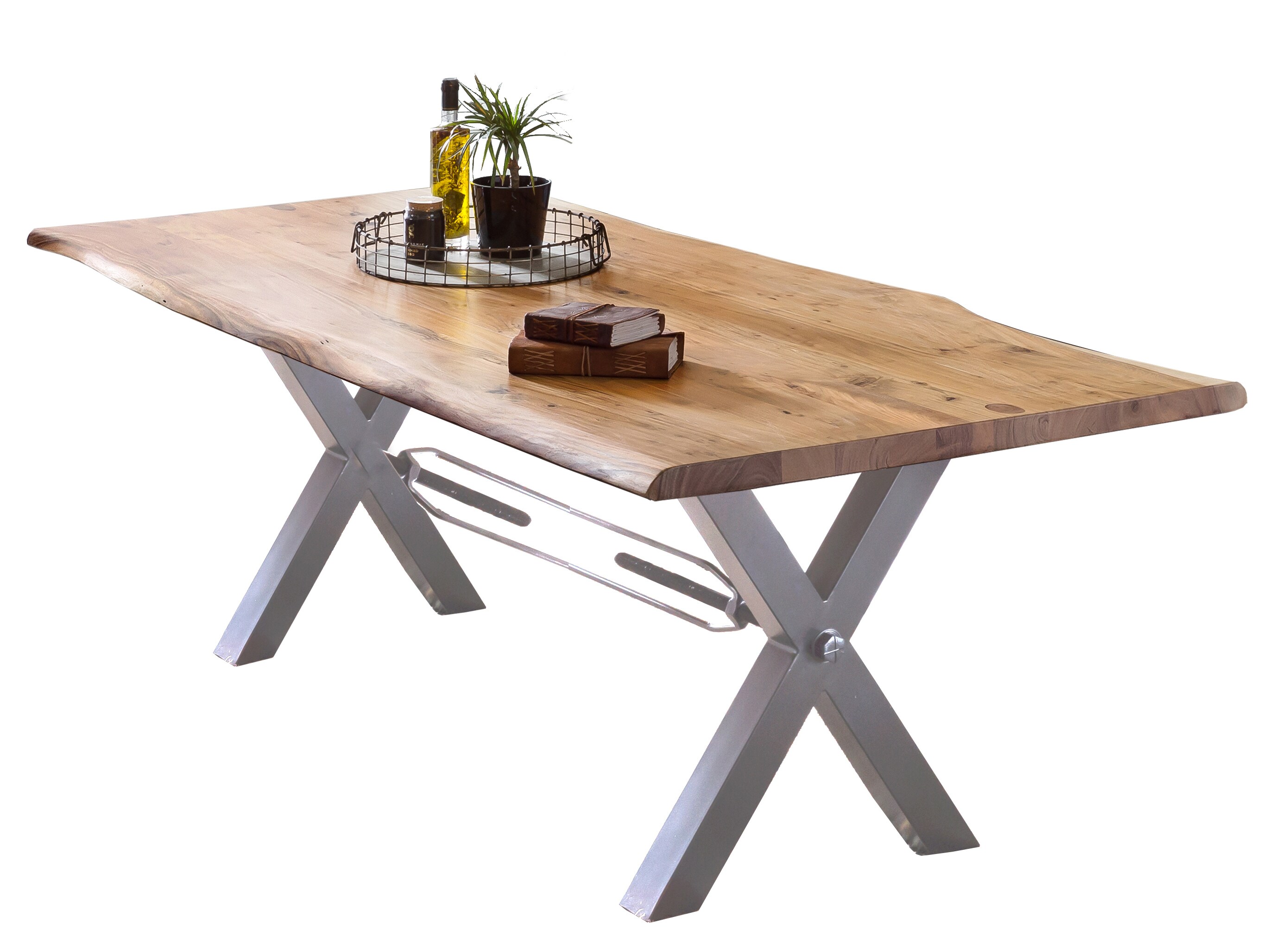 Tisch 240x100 Akazie Metall Holztisch Esstisch Speisetisch Küchentisch Esszimmer
