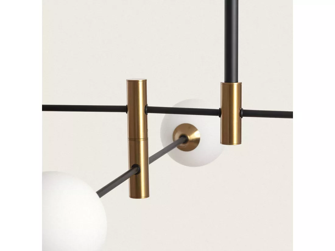Suspension Métal et Verre Bull 4 Noir Mate
