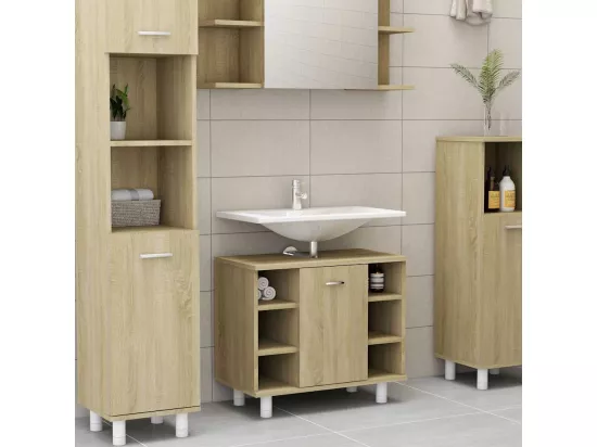 Armoire de salle de bain Chêne sonoma Bois d'ingénierie