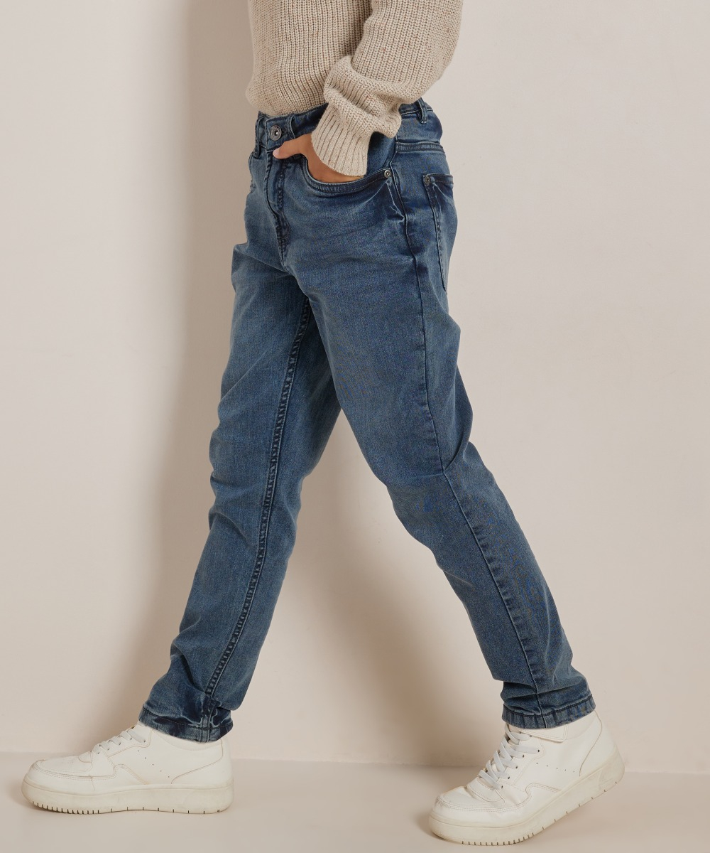 regular tapered fit stretch jeans