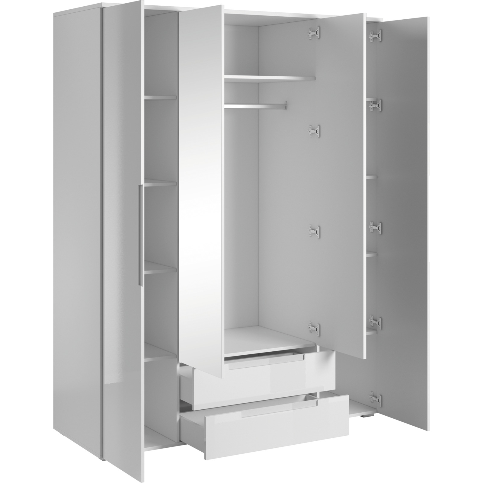 Drehtürenschrank Spice weiss, mit Spiegel 160 x 208 x 57 cm