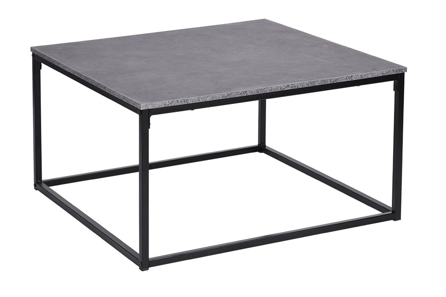Nox sofabord Betongfarget med sort metall understell. 80x80 cm.