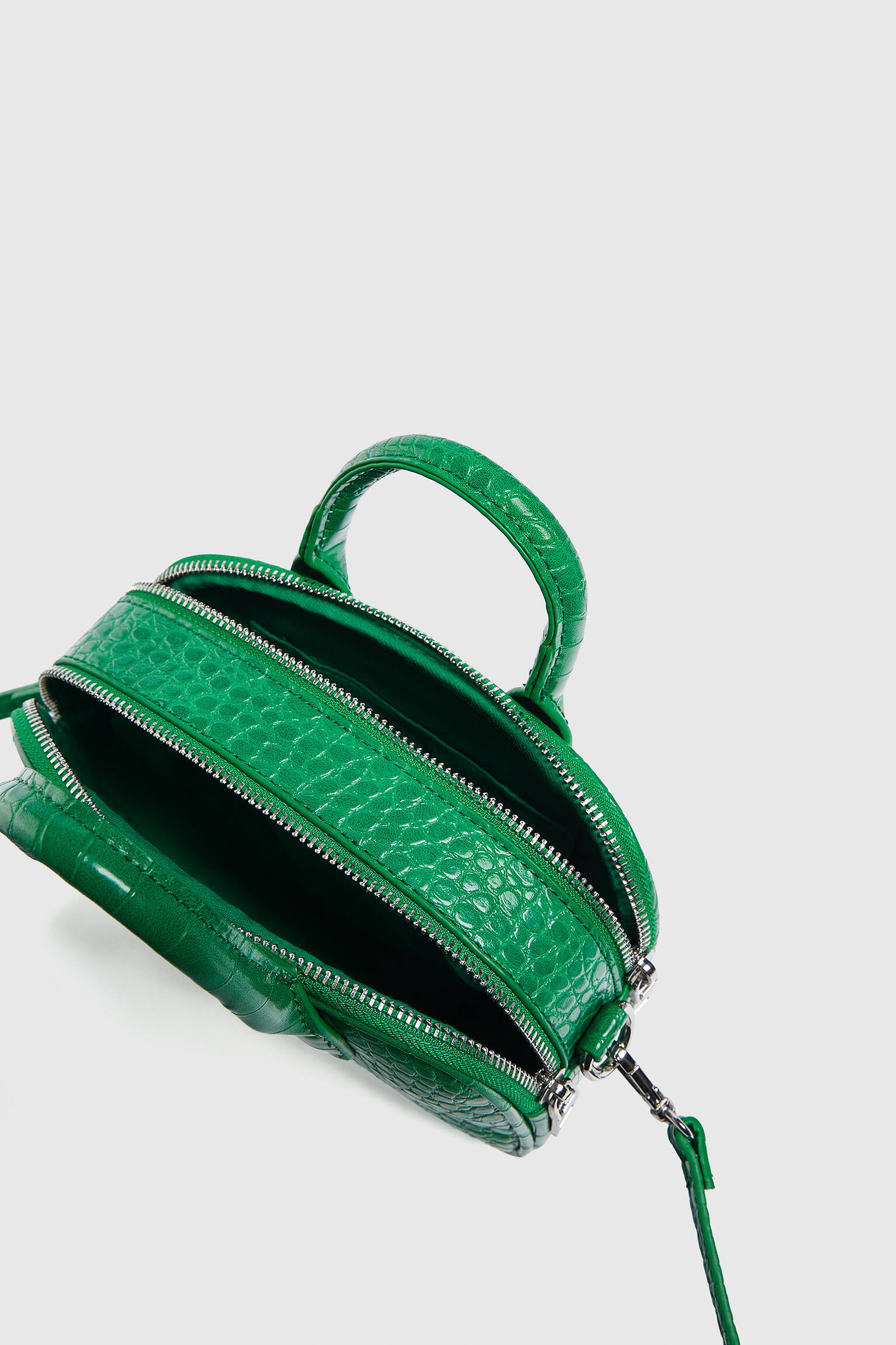 Bolsa transversal mini com efeito coco - verde