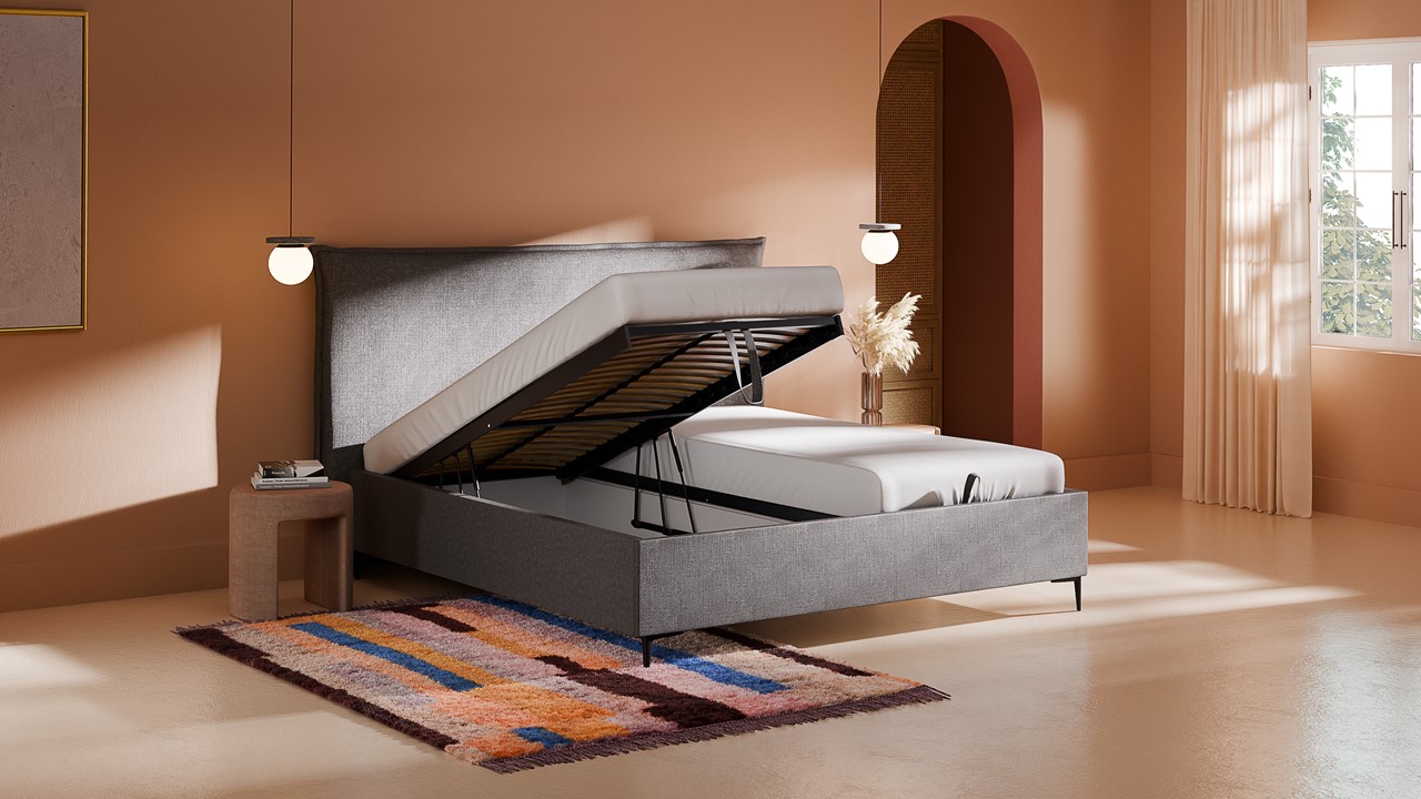 Opbergbed Morgan - Linen touch dark grey