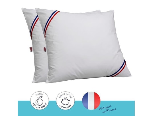 DODO - Pack oreiller Lot de 2 oreillers tendance - 60 x 60 cm - garnissage 100% p...